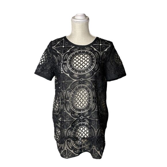 Sundance Black Shadow Dance Open Knit Crochet Eyelet Top Size XS - Picture 3 of 14